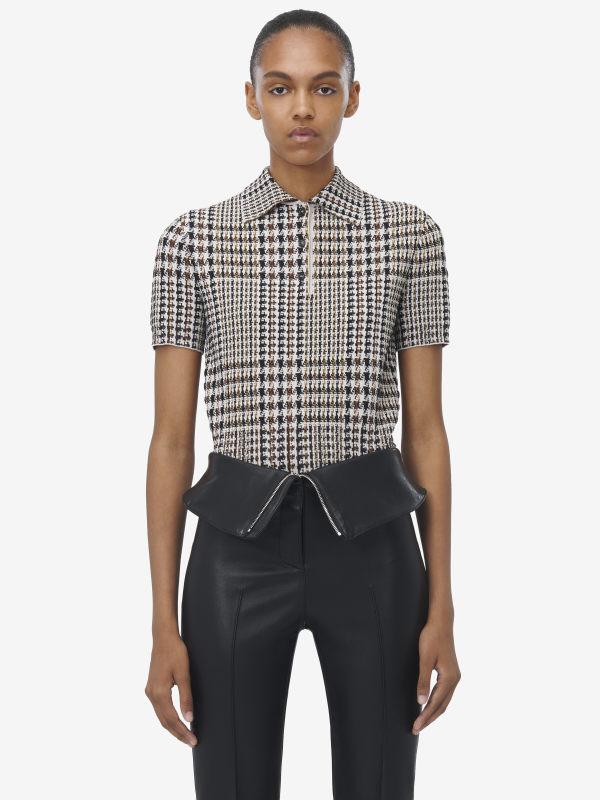 ALEXANDER MCQUEEN - Checked Short Sleeved Top - Item 817152Q1BCJ9186